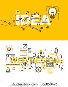 Set of modern vector illustration concepts of words idea and web design. Thin line flat design banners for website and mobile website, easy to use and highly customizable.