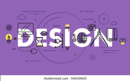 Set of Modern Vector Illustration Concepts of Words Design and Idea. Thin Line Flat Design Banners for Website and Mobile Website, Easy to Use and Highly Customizable.