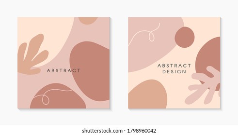Set of modern vector illustrations with hand drawn organic shapes,textures and graphic elements.Trendy creative backgrounds for social media posts and stories,banners,branding design,covers