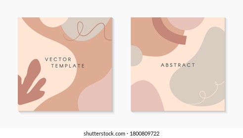 Set of modern vector illustrations with hand drawn organic shapes,textures and graphic elements.Trendy creative backgrounds for social media posts and stories,banners,branding design,covers