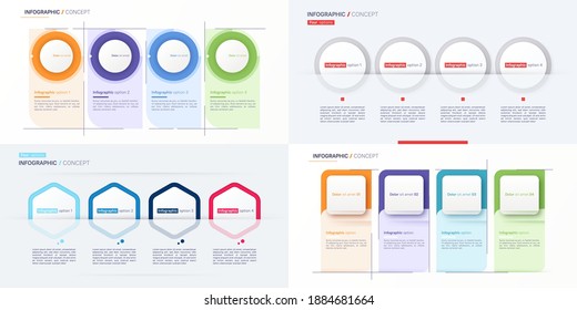 Set of modern vector infographic concept template. Four options.