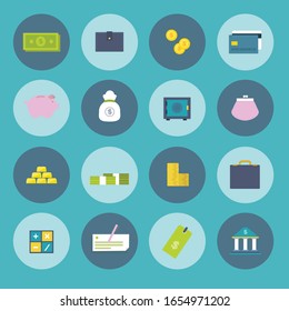set of modern vector money and finance icons
