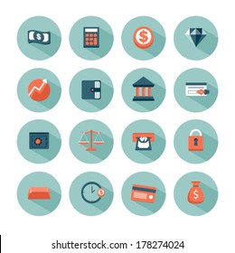 set of modern vector money and finance icons