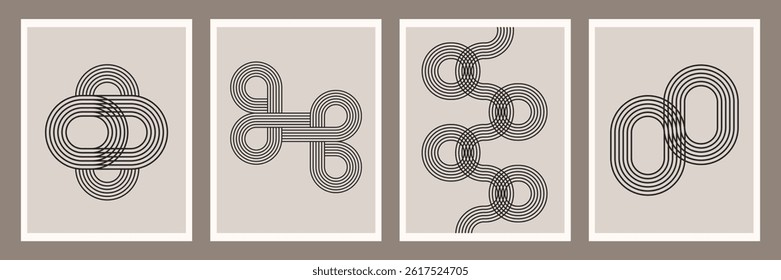 Set of modern vector monochrome concentric circle and lines backgrounds. Organic hand drawn Template, Postcard, Brochure t-shirt printable concept ideas. Vector illustration. 