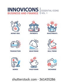 Set of modern vector office thin line flat design icons and pictograms. Collection of business and finance infographics objects and web elements 