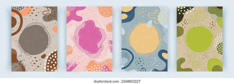 Conjunto de plantillas vectoriales modernas para la cubierta. Patrón de fondo personalizado con formas abstractas.