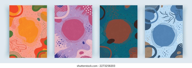 Conjunto de plantillas vectoriales modernas para la cubierta. Patrón de fondo personalizado con formas abstractas.
