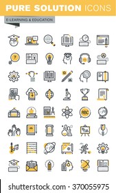 Set of modern vector thin line education icons. Modern vector logo pictogram and infographic design elements collection. Outline icon collection for website and app design.