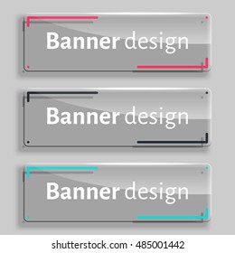 A set of modern vector transparency banners with glass elements. Web banners template set. Vector illustration