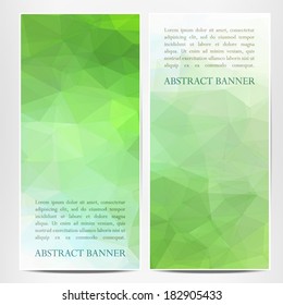 A set of modern vector vertical green banners with triangle background and place for your text