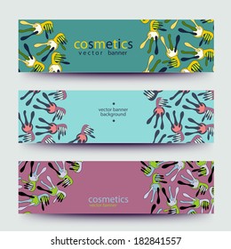 A set of modern vector web banners with varicolored  background. Banners for business cards, labels, tags. Unique design and interesting solutions. Hand drawn illustration and place for your text.