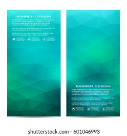 Set of modern vertical banners with triangles. Geometric abstract background. Business and website templates. Vector illustration