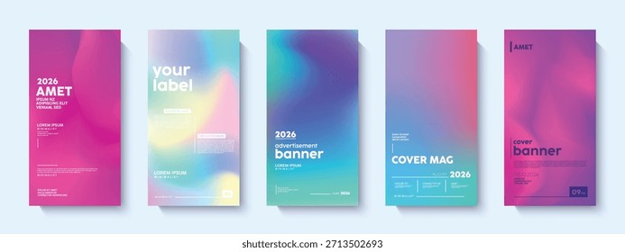 Set of modern vibrant colorful gradient posters template Abstract designs with sample text elements. Collection of abstract modern background.