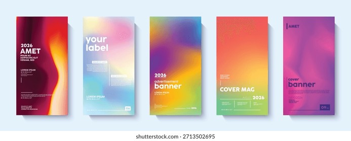 Set of modern vibrant colorful gradient posters template Abstract designs with sample text elements. Collection of abstract modern background.