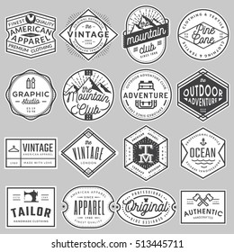 Set of modern vintage badges, logos and elements. Vector illustration.