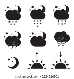 Set of modern weather icons. Flat vector illustration for Web, print, and Mobile App