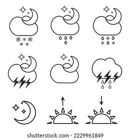 Set of modern weather icons. Flat vector illustration for Web, print, and Mobile App