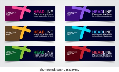 Set of Modern  Web Banner Design Background.  Creative Banner Header Templates - Vector