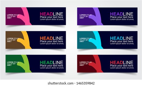 Set of Modern  Web Banner Design Background.  Creative Banner Header Templates - Vector