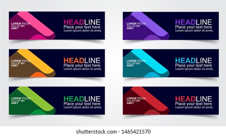 Set of Modern  Web Banner Design Background.  Creative Banner Header Templates - Vector