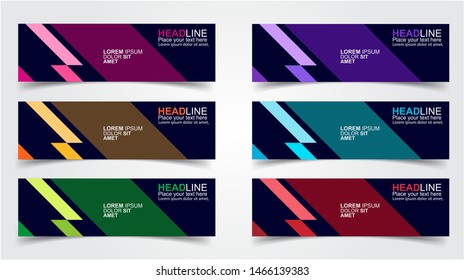 Set of Modern  Web Banner Design Background.  Creative Banner Header Templates - Vector