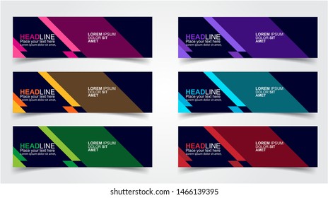Set of Modern  Web Banner Design Background.  Creative Banner Header Templates - Vector