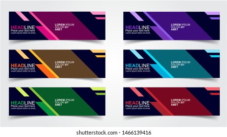 Set of Modern  Web Banner Design Background.  Creative Banner Header Templates - Vector