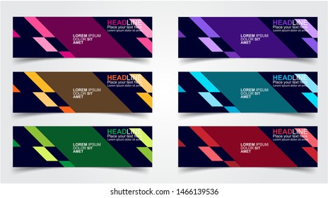 Set of Modern  Web Banner Design Background.  Creative Banner Header Templates - Vector