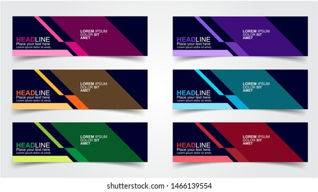 Set of Modern  Web Banner Design Background.  Creative Banner Header Templates - Vector