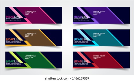 Set of Modern  Web Banner Design Background.  Creative Banner Header Templates - Vector