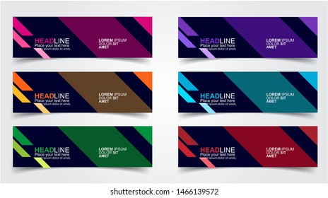 Set of Modern  Web Banner Design Background.  Creative Banner Header Templates - Vector