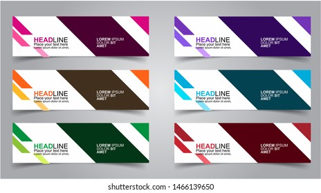 Set of Modern  Web Banner Design Background.  Creative Banner Header Templates - Vector