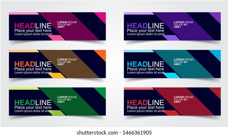 Set of Modern  Web Banner Design Background.  Creative Banner Header Templates - Vector