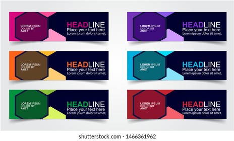 Set of Modern  Web Banner Design Background.  Creative Banner Header Templates - Vector