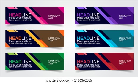 Set of Modern  Web Banner Design Background.  Creative Banner Header Templates - Vector