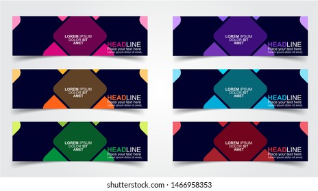 Set of Modern  Web Banner Design Background.  Creative Banner Header Templates - Vector