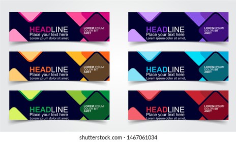 Set of Modern  Web Banner Design Background.  Creative Banner Header Templates - Vector