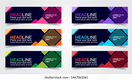 Set of Modern  Web Banner Design Background.  Creative Banner Header Templates - Vector