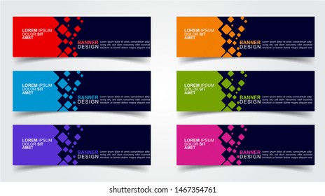 Set of Modern  Web Banner Design Background.  Creative Banner Header Templates - Vector