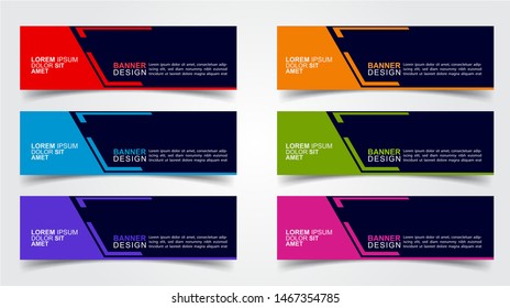 Set of Modern  Web Banner Design Background.  Creative Banner Header Templates - Vector
