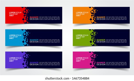Set of Modern  Web Banner Design Background.  Creative Banner Header Templates - Vector