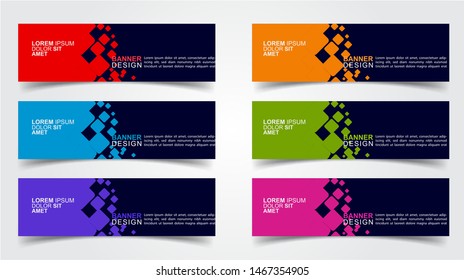 Set of Modern  Web Banner Design Background.  Creative Banner Header Templates - Vector