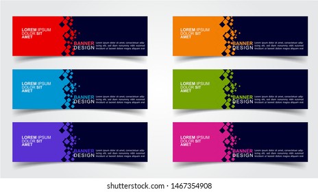 Set of Modern  Web Banner Design Background.  Creative Banner Header Templates - Vector
