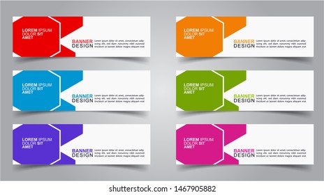 Set of Modern  Web Banner Design Background.  Creative Banner Header Templates - Vector