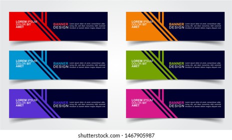 Set of Modern  Web Banner Design Background.  Creative Banner Header Templates - Vector