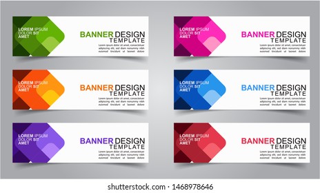 Set of Modern Web Banner Design Background in Green, Orange, purple, blue and red colors. Creative Banner Header Templates - Vector