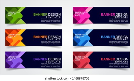 Set of Modern Web Banner Design Background in Green, Orange, purple, blue and red colors. Creative Banner Header Templates - Vector