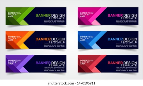 Set of Modern  Web Banner Design Background.  Creative Banner Header Templates - Vector