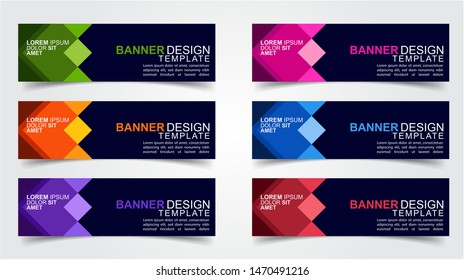 Set of Modern  Web Banner Design Background.  Creative Banner Header Templates - Vector