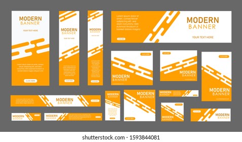 set of modern web banners of standard size with a place for photos. 
Business ad banner. Vertical, horizontal and square template. vector illustration EPS 10